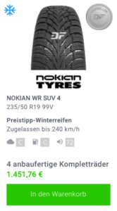 Winterkompletträder VW Tiguan - Nokian Tyres WR SUV 4 Winterreifen