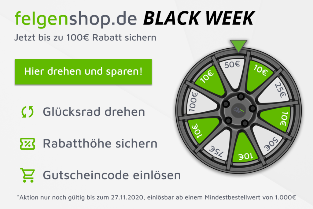 BLACK WEEK 2020 - Bis zu 100 Euro Rabatt sichern!